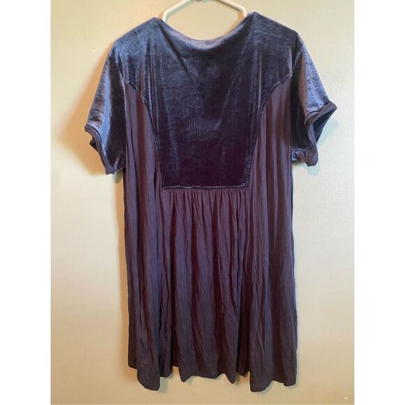 Hannah Purple Velour Rayon Short Sleeve Hi Low Tunic Top Size XL - Picture 1 of 6